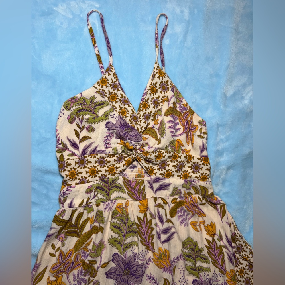 Angie Midi Dress Sz L Fits S/M Boho Romantic Sexy Floral Hi Low Ruffled - Picture 6 of 10